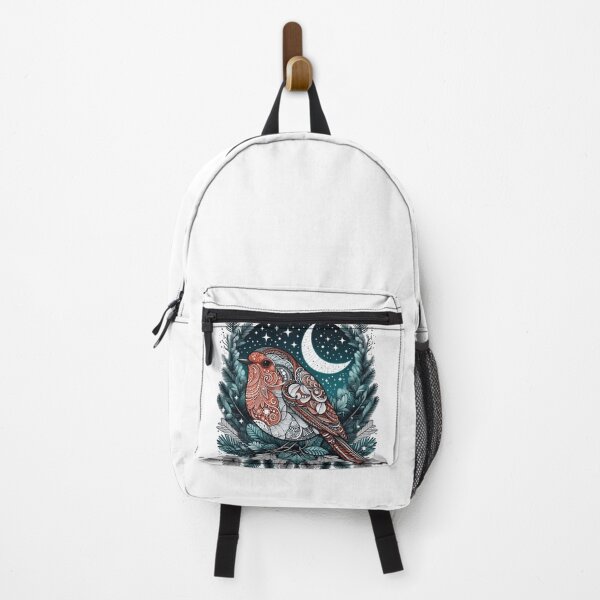 Item preview, Boho Woodland Redbreast Under Crescent Moon designed and sold by BigBlueArt.