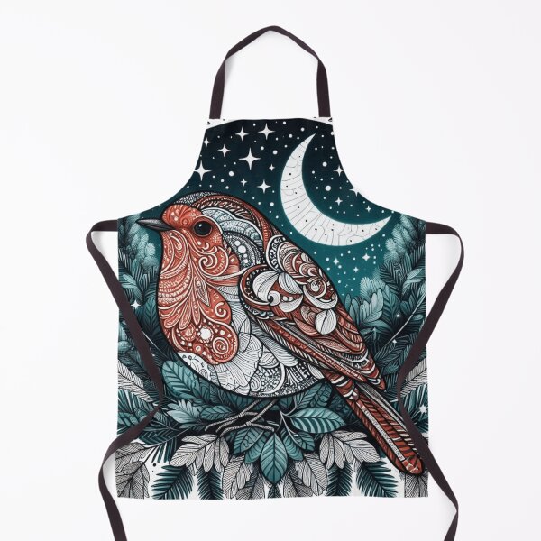 Item preview, Boho Woodland Redbreast Under Crescent Moon designed and sold by BigBlueArt.