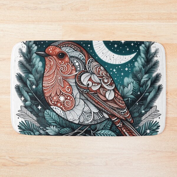 Item preview, Boho Woodland Redbreast Under Crescent Moon designed and sold by BigBlueArt.