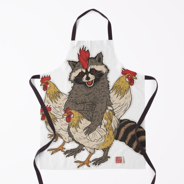 Item preview, Funny vintage raccoon rooster chicken japanese ukio-e art designed and sold by Bada-stickers.