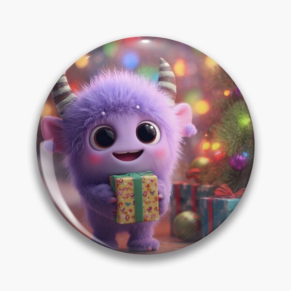 Item preview, Cute Purple Christmas Monster with Gift – Adorable Holiday Character Art designed and sold by Hakubiya.