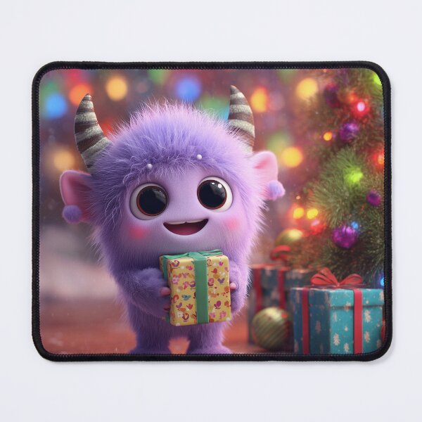 Item preview, Cute Purple Christmas Monster with Gift – Adorable Holiday Character Art designed and sold by Hakubiya.