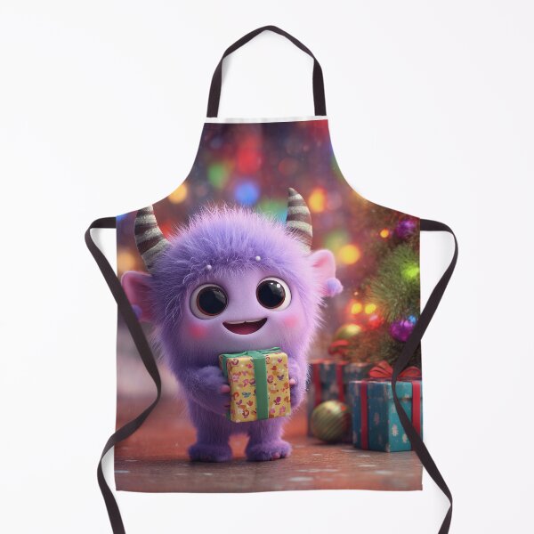 Item preview, Cute Purple Christmas Monster with Gift – Adorable Holiday Character Art designed and sold by Hakubiya.
