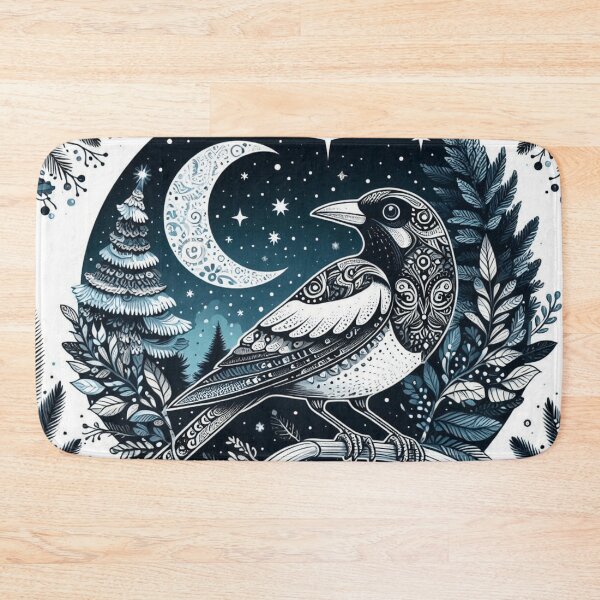 Item preview, Boho Woodland Magpie Under Crescent Moon designed and sold by BigBlueArt.