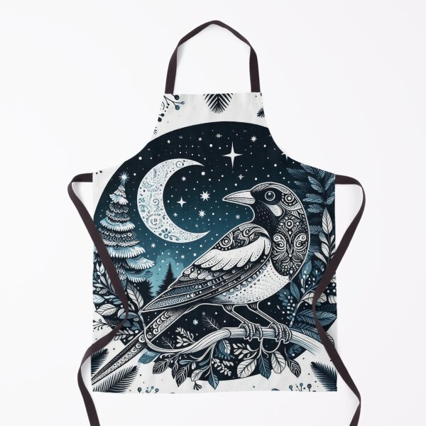 Item preview, Boho Woodland Magpie Under Crescent Moon designed and sold by BigBlueArt.