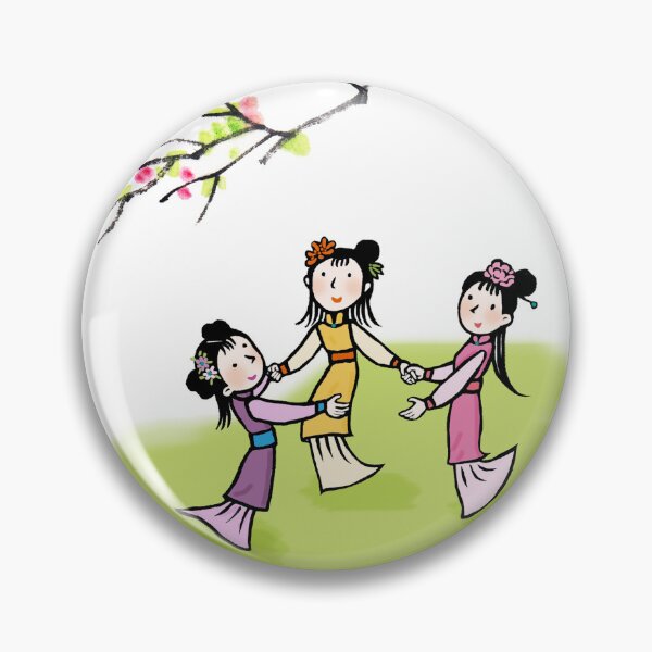 Item preview, Three girls, Going for a spring outing and enjoying the flowers. designed and sold by EmilyDouArt.