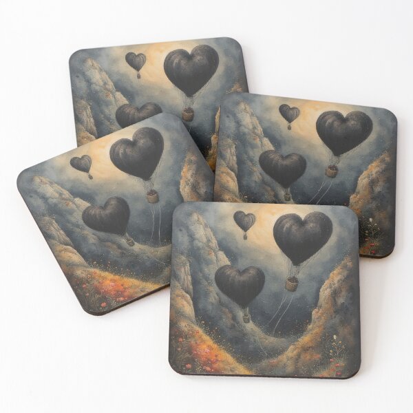 Item preview, Heart-shaped balloons over a blooming mountain landscape designed and sold by Mianku | Für das Leben.