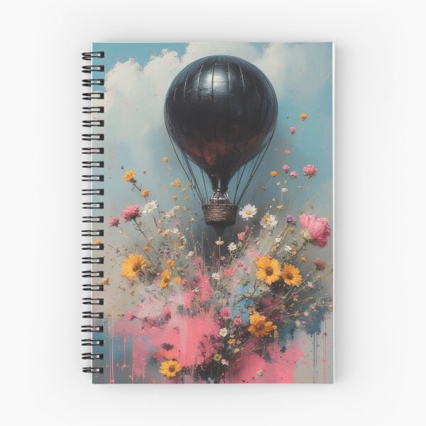 Item preview, Hot air balloon over flower field painting designed and sold by Mianku | Für das Leben.