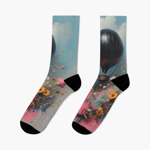 Item preview, Hot air balloon over flower field painting designed and sold by Mianku | Für das Leben.