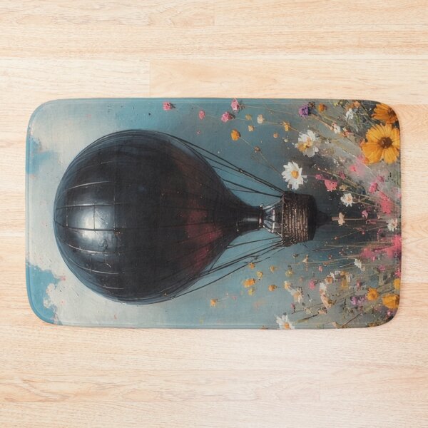 Item preview, Hot air balloon over flower field painting designed and sold by Mianku | Für das Leben.