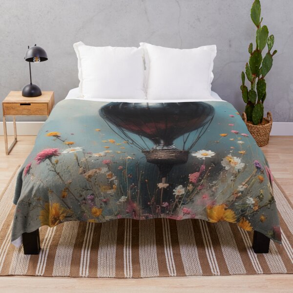 Item preview, Hot air balloon over flower field painting designed and sold by Mianku | Für das Leben.