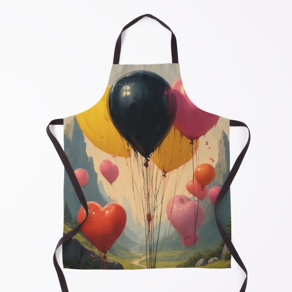 Item preview, Heart-shaped balloons floating over a picturesque landscape designed and sold by Mianku | Für das Leben.