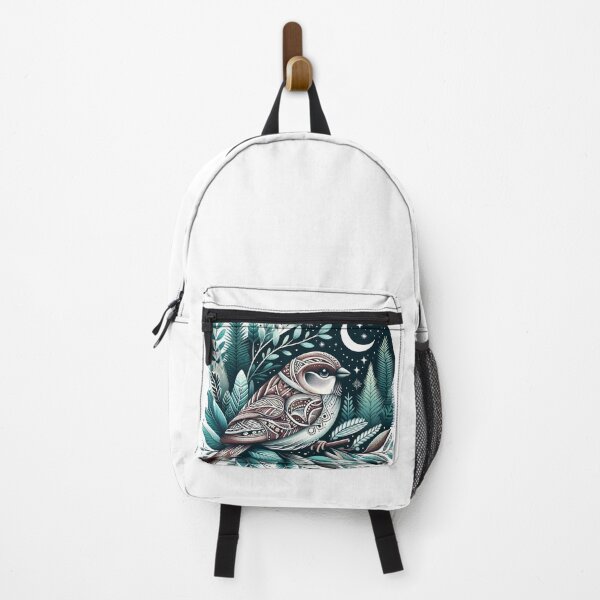Item preview, Boho Woodland Sparrow Under Crescent Moon designed and sold by BigBlueArt.
