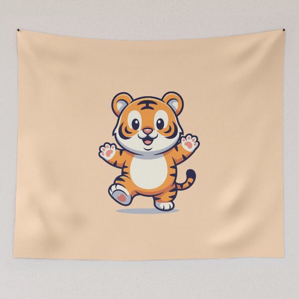 Item preview, Playful Baby Tiger Mascot – Cute Cartoon Character Design designed and sold by Printips store.