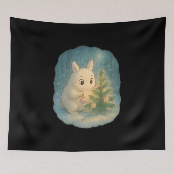 Item preview, Cute Winter Forest Creature Decorating Christmas Tree designed and sold by Kotalo.