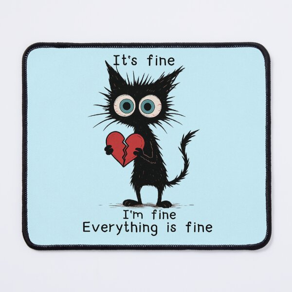 Item preview, Sad Black Cat with Broken Heart - Valentine designed and sold by BreezifyDesignStudio.
