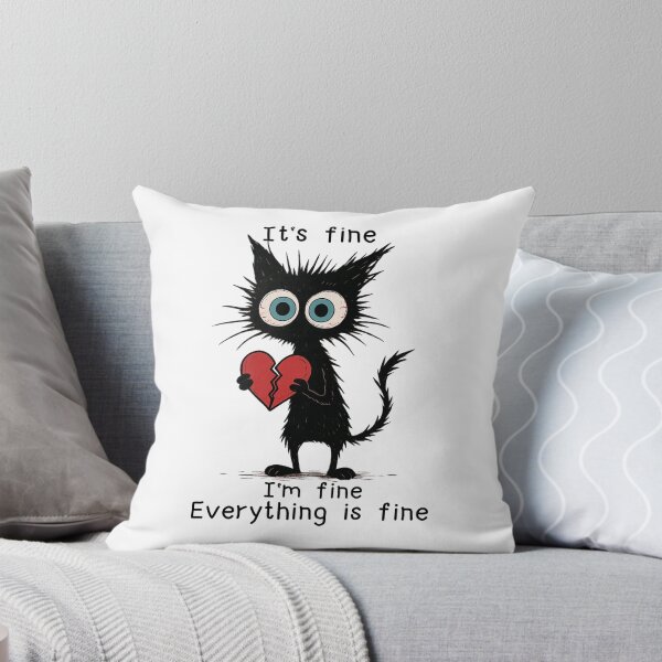 Item preview, Sad Black Cat with Broken Heart - Valentine designed and sold by BreezifyDesignStudio.