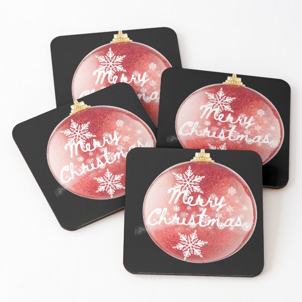 Item preview, Merry Christmas Ornament - Red Glitter Ball Black designed and sold by Extremeallie.