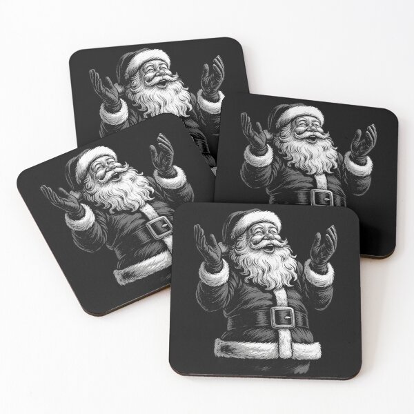 Item preview, Vintage Woodcut Santa Claus Laughing Hands Up designed and sold by DigitalMomy.