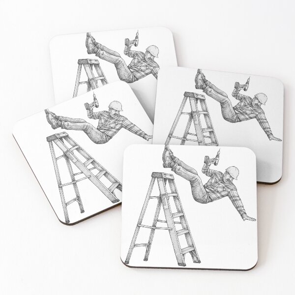 Item preview, Man With Drill Falling from Ladder designed and sold by Naux | Design & Illustration.