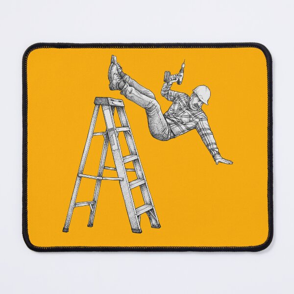 Item preview, Man With Drill Falling from Ladder designed and sold by Naux | Design & Illustration.