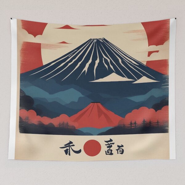 Item preview, Japan Sunrise Poster | Crimson Sun & Fuji Print designed and sold by Esterlane.