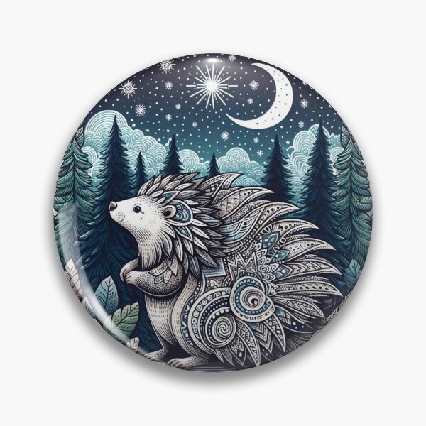 Item preview, Enchanted Woodland Porcupine Under Crescent Moon designed and sold by BigBlueArt.