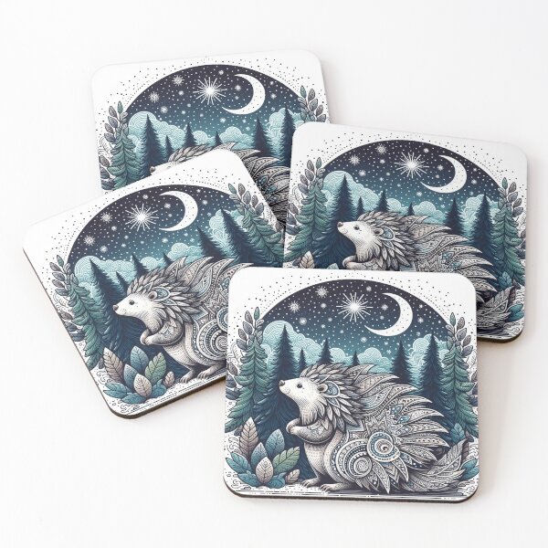 Item preview, Enchanted Woodland Porcupine Under Crescent Moon designed and sold by BigBlueArt.