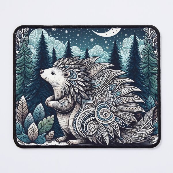 Item preview, Enchanted Woodland Porcupine Under Crescent Moon designed and sold by BigBlueArt.