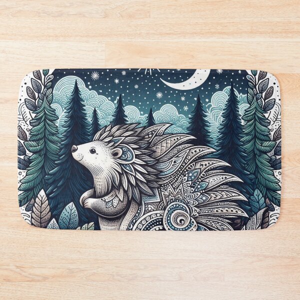 Item preview, Enchanted Woodland Porcupine Under Crescent Moon designed and sold by BigBlueArt.