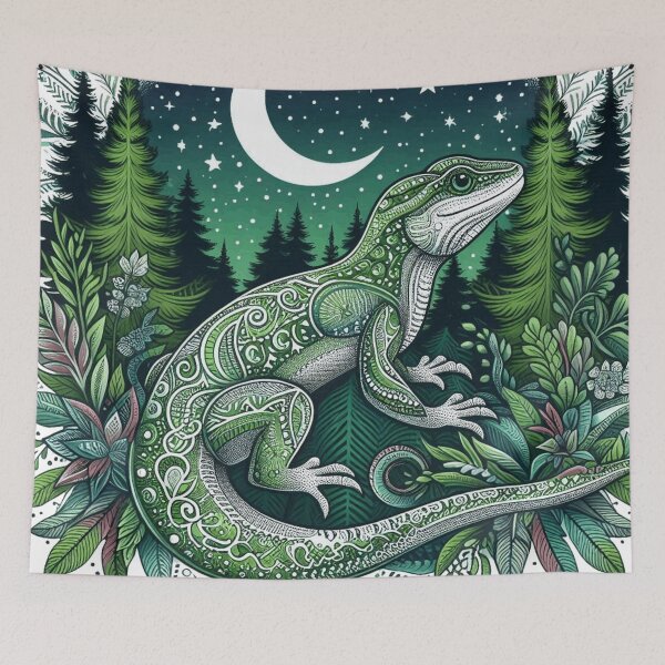 Artikelvorschau, Boho-Wald-Eidechse unter dem Halbmond entworfen und verkauft von BigBlueArt.