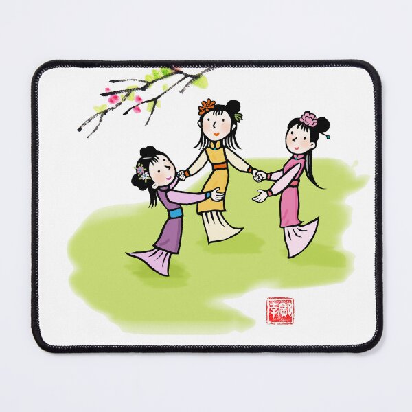 Item preview, Three girls, Going for a spring outing and enjoying the flowers. designed and sold by EmilyDouArt.