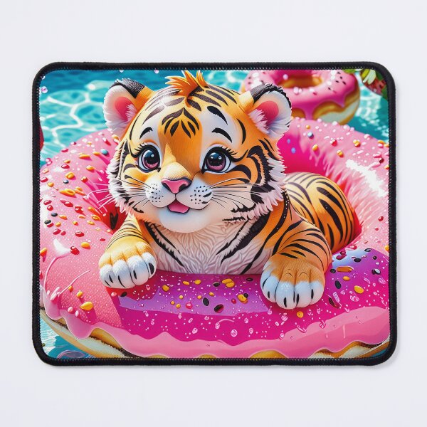 Item preview, Kawaii Tiger Cub in Pink Sprinkle Donut Float – Pool Day Fun designed and sold by 4TinyPaws.