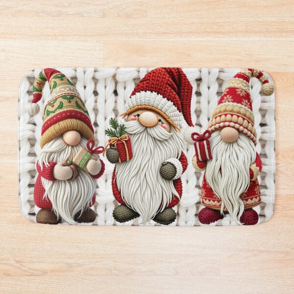 Item preview, Christmas Gnomes Embroidery Art – Festive Nordic Holiday Design on Knitted Background designed and sold by MiraLumeStudio.