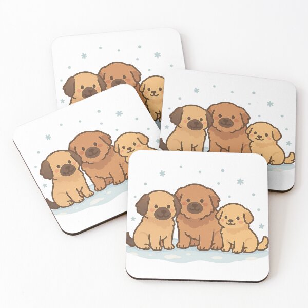 Item preview, Cute Leonberger Trio in Snow – Pastel Kawaii Winter Illustration designed and sold by Fernova.