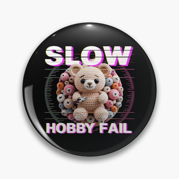 Item preview, Slow Hobby Fail Crochet Bear Design with Buttons and Gradient Text designed and sold by SplashTastic.