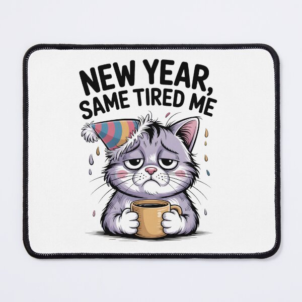 Item preview, New Year Same Tired Me Cat...!! designed and sold by Pawmoods.