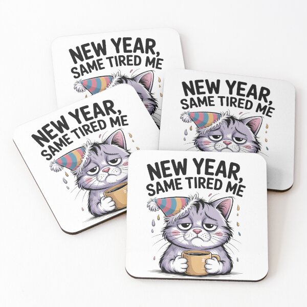 Item preview, New Year Same Tired Me Cat...!! designed and sold by Pawmoods.