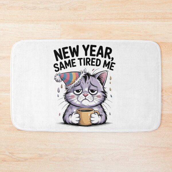 Item preview, New Year Same Tired Me Cat...!! designed and sold by Pawmoods.