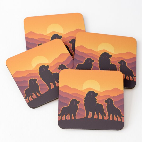 Item preview, Leonberger Trio Silhouette at Sunset – Mountain Dog Illustration designed and sold by Fernova.