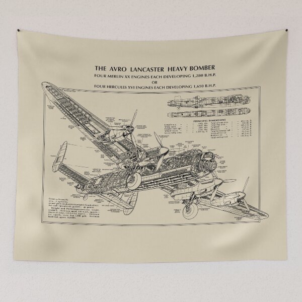 Item preview, Lancaster Bomber British WW2 Plane Cutaway Diagram Blueprint designed and sold by MilitaryMart.