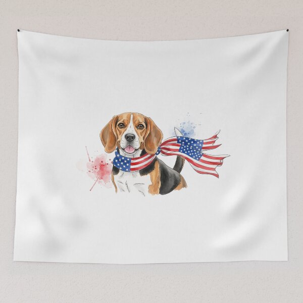Item preview, Watercolor Beagle with American Flag Scarf designed and sold by josiasalves65.