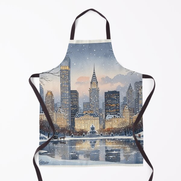 Item preview, New York Winter Central Park View – Snowy Watercolor Cityscape Art designed and sold by Mirkoniart.