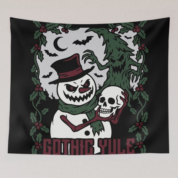 Item preview, Gothic Yule – Dark Christmas Snowman Skull Illustration designed and sold by BambaKchula.