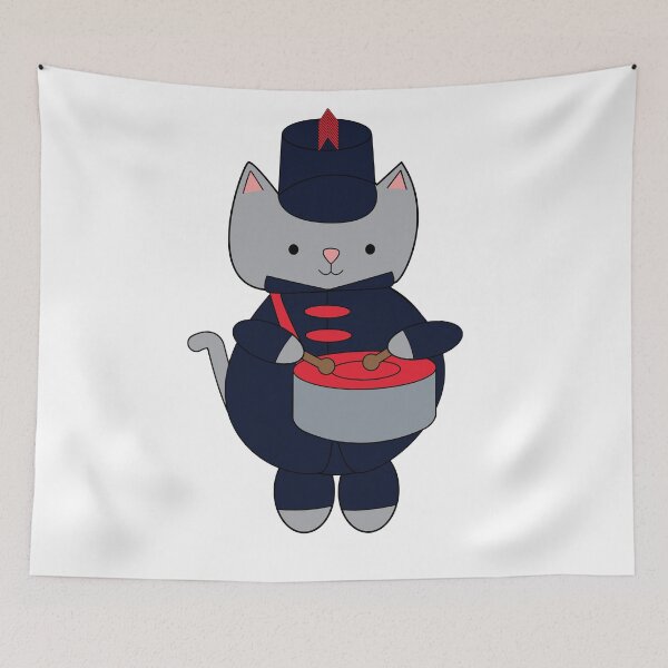 Item preview, Snare Drum Marching Band Cat Navy Blue Red designed and sold by ValeriesGallery.