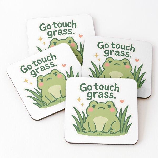 Item preview, Go Touch Grass Grumpy Green Frog designed and sold by DivinelyAligned8.