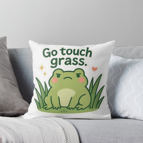 Item preview, Go Touch Grass Grumpy Green Frog designed and sold by DivinelyAligned8.