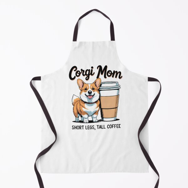 Item preview, Playful illustration of a cute corgi with short legs and a giant coffee cup, designed for fun, trendy, stylish Corgi Mom apparel prints designed and sold by ArtPetrenko90.