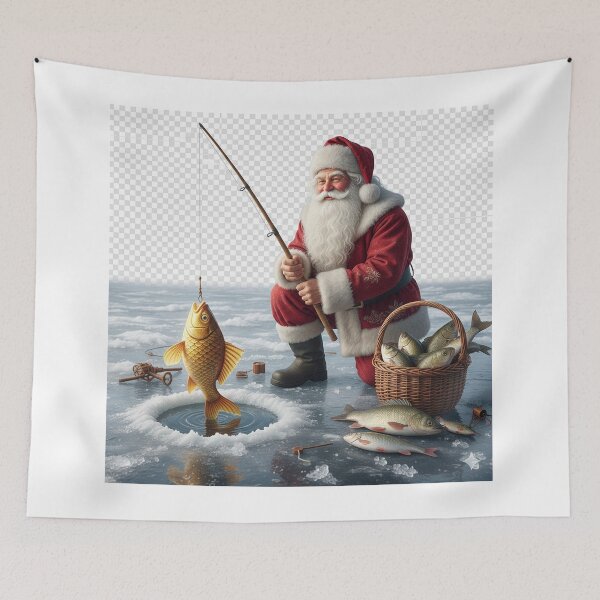 Item preview, Santa Claus Fisherman Catching Goldfish | Christmas Ice Fishing Humor | Funny Holiday Gift for Anglers and Dads | Winter Hobby designed and sold by Studiocolors.