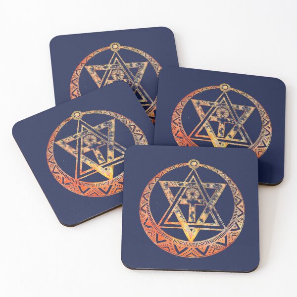 Item preview, ANGELIC MYSTICAL METAPHYSICAL SPIRIT REALM LOGO - NOT SATANIC Brilliant Tangerine on Faded Dark Blue designed and sold by INNERHARMONY2.